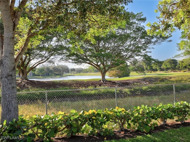 view of yard with a water view