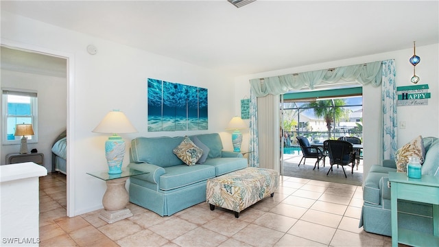 view of tiled living room