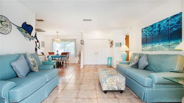 view of tiled living room