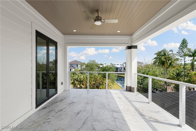 balcony with ceiling fan