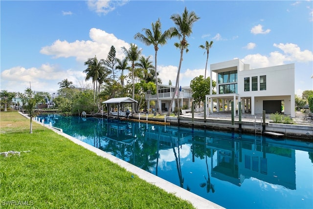 view of swimming pool featuring a gazebo and a lawn