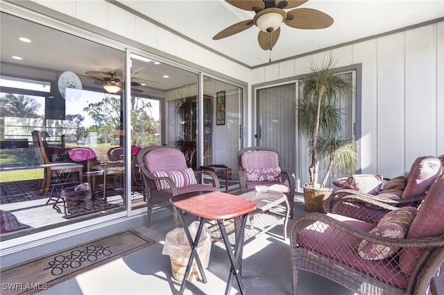 view of patio with ceiling fan