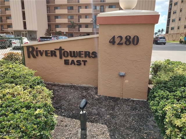 view of community sign