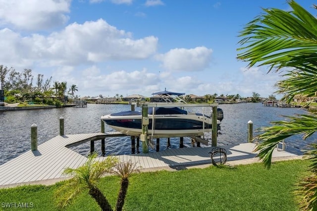 view of dock featuring a water view