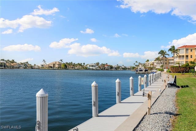 view of dock featuring a water view