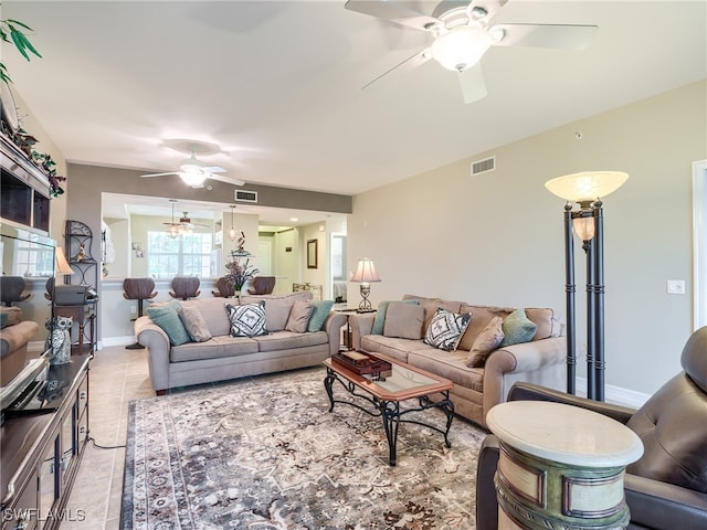 view of tiled living room