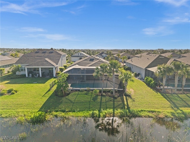 bird's eye view featuring a water view