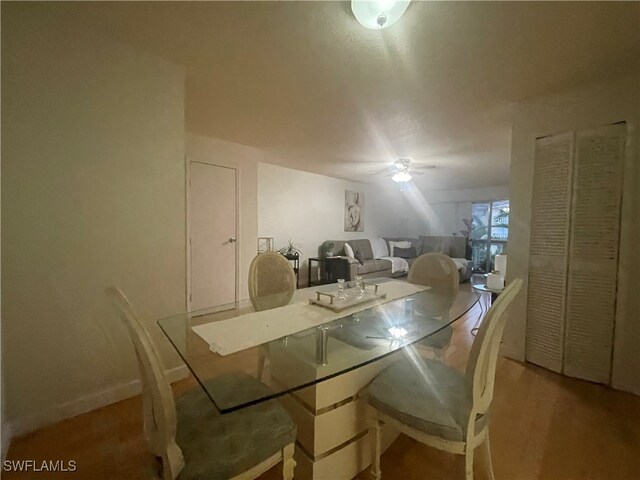 dining area featuring ceiling fan