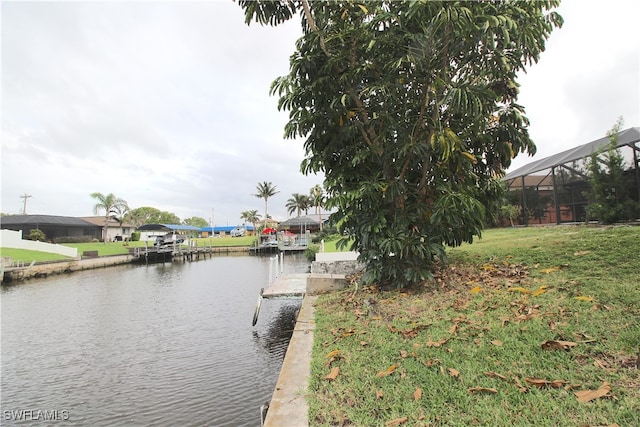 property view of water featuring a dock