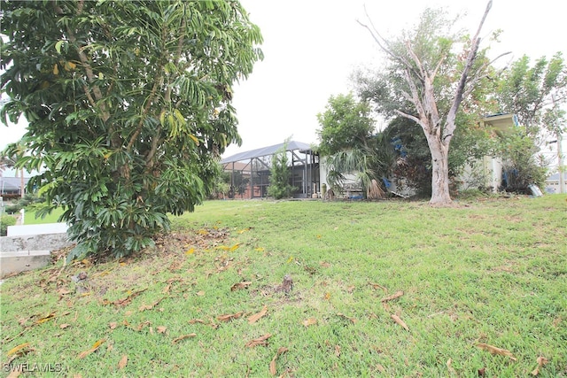 view of yard featuring a lanai