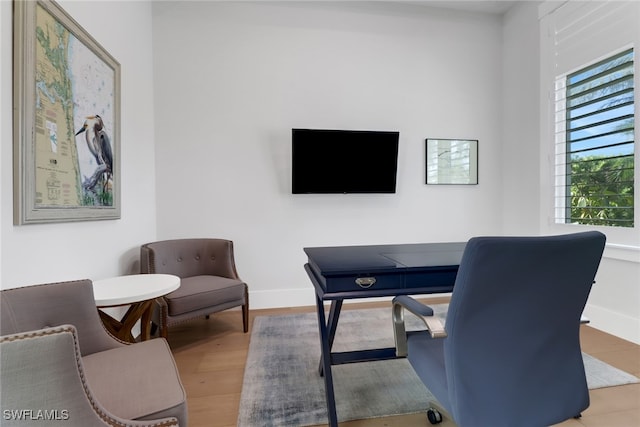 office space featuring light hardwood / wood-style floors