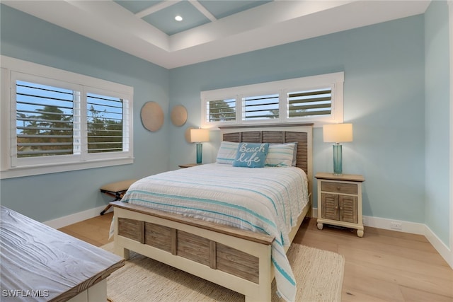 bedroom with light wood-type flooring