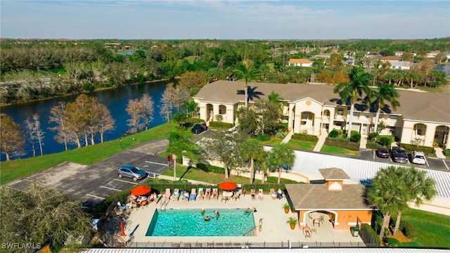 bird's eye view featuring a water view