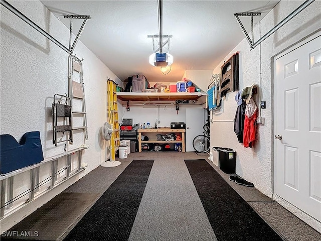 garage with a garage door opener