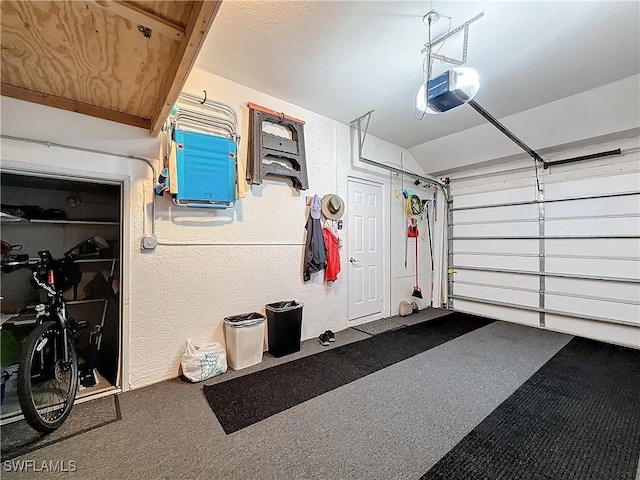 garage with a garage door opener