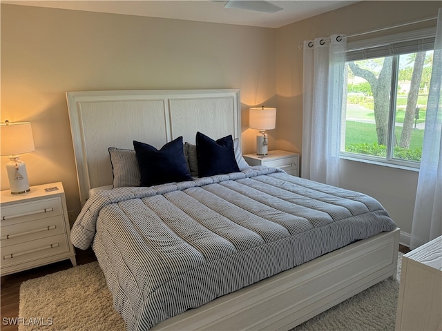 bedroom with light hardwood / wood-style floors