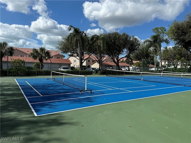 view of tennis court with basketball court