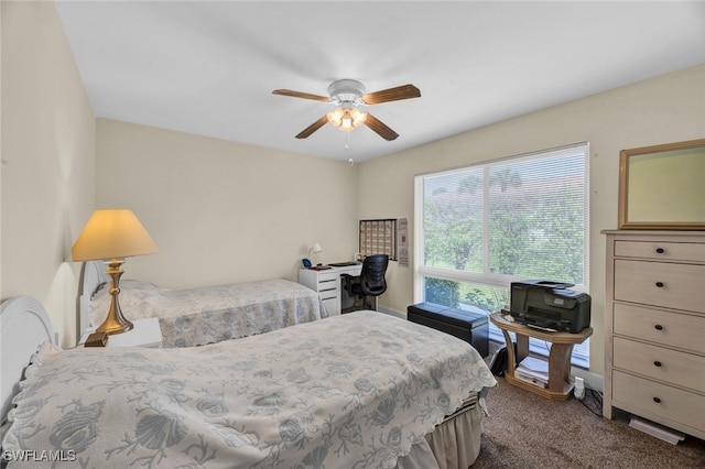 bedroom with carpet flooring and ceiling fan