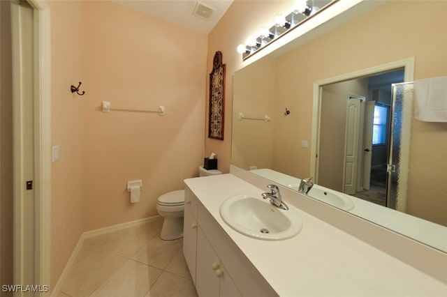 bathroom featuring tile patterned floors, vanity, and toilet