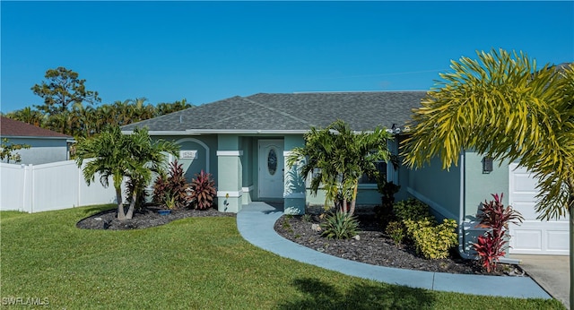 view of front facade featuring a front yard