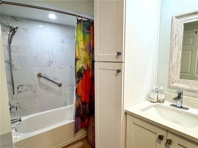 7576 Oleander Gate Dr Unit 101, Naples, FL 34109 - full bathroom featuring shower / tub combo with curtain and vanity