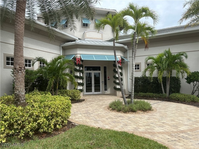 property entrance with french doors