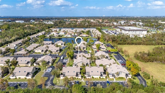 bird's eye view featuring a water view