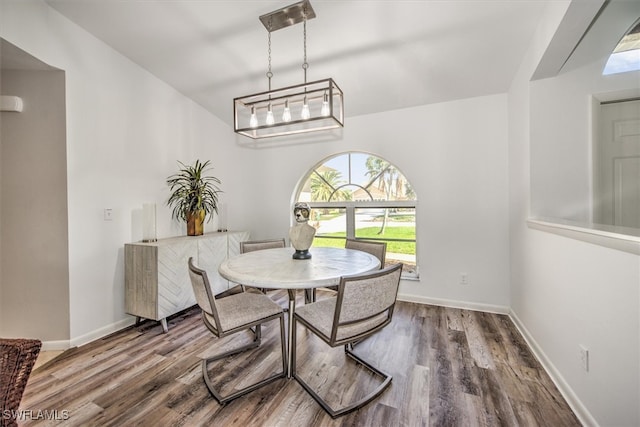 dining area with hardwood / wood-style flooring