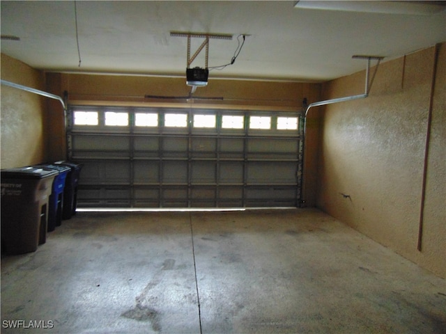 garage with a garage door opener