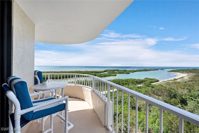 balcony with a water view