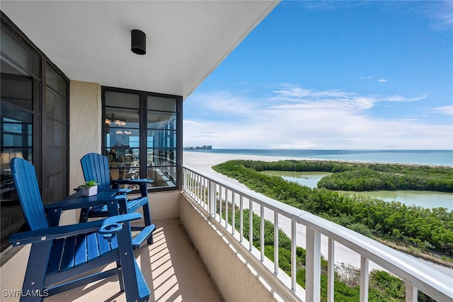 balcony with a water view