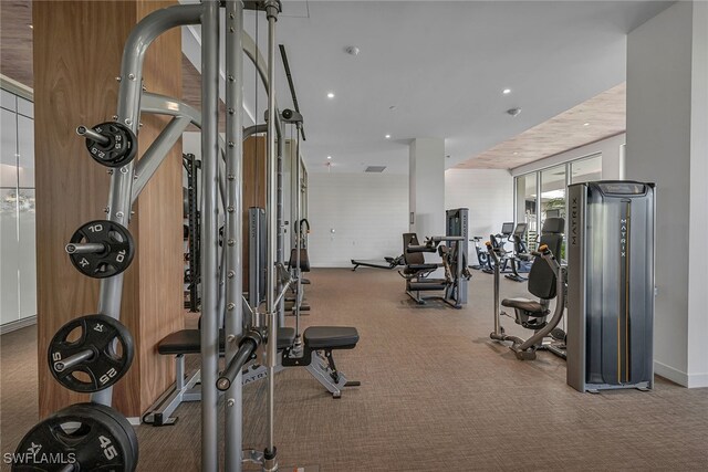 workout area with carpet