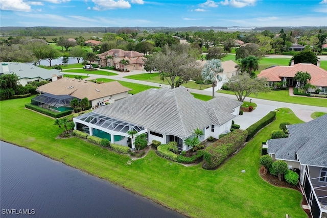 bird's eye view featuring a water view