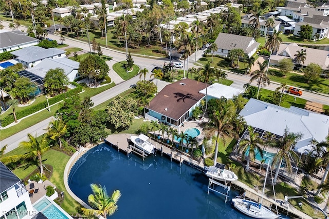 bird's eye view featuring a water view