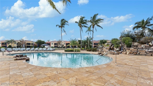 view of pool featuring a patio area