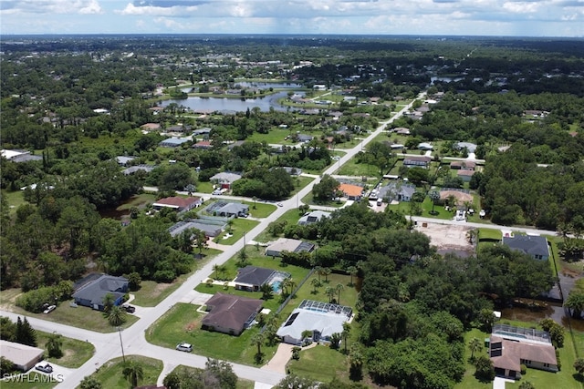 bird's eye view featuring a water view