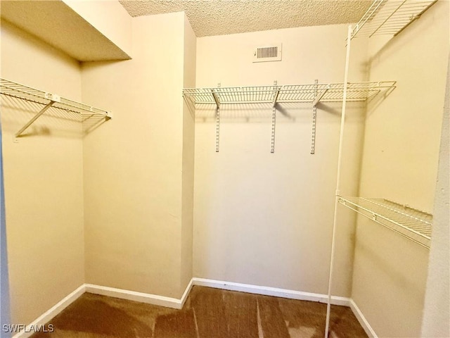 spacious closet with dark carpet