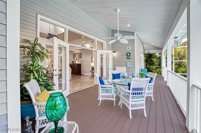 deck featuring ceiling fan