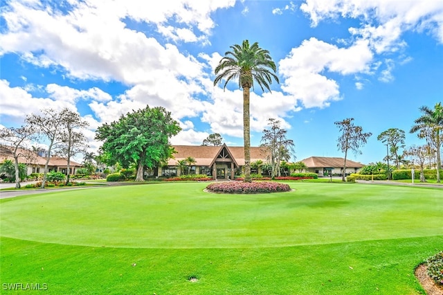 view of community featuring a lawn