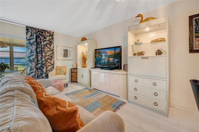 living room featuring light hardwood / wood-style flooring