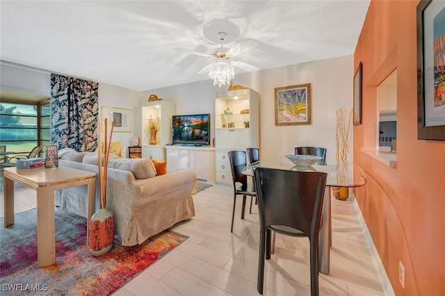 living room featuring ceiling fan