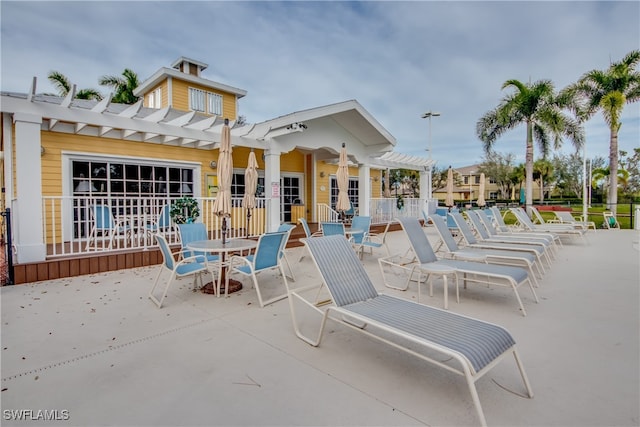 view of patio featuring a pergola