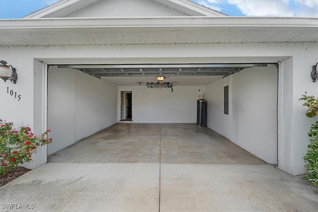 garage with electric water heater