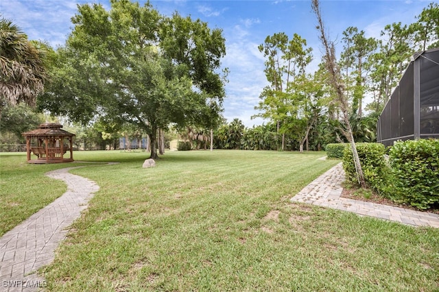 view of yard with a gazebo