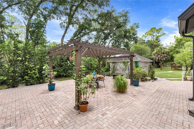 view of patio with a pergola