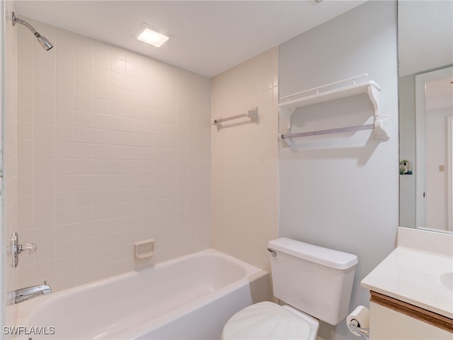 full bathroom featuring shower / bathing tub combination, vanity, and toilet