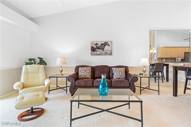 living room with light carpet