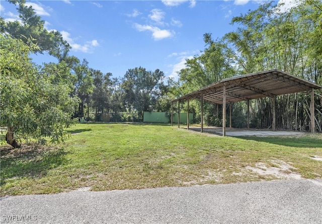 view of yard with a carport