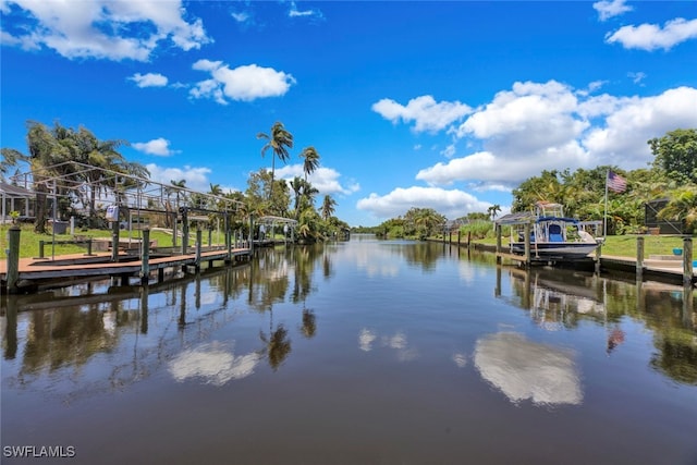 dock area featuring a water view