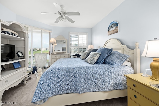 bedroom with carpet and ceiling fan